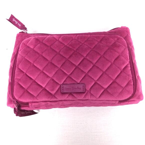 Vera Bradley Breast Cancer Magenta Quilted Velour Zippered Compact Organizer NWT - Picture 2 of 7